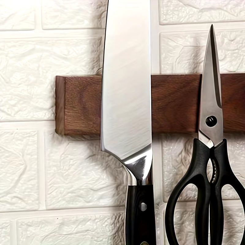1Pc, 16Inch Walnut Magnetic Knife Holder for Wall, Magnetic Knife Strip, Powerful Wooden Magnet Knife Rack for Kitchen Knives